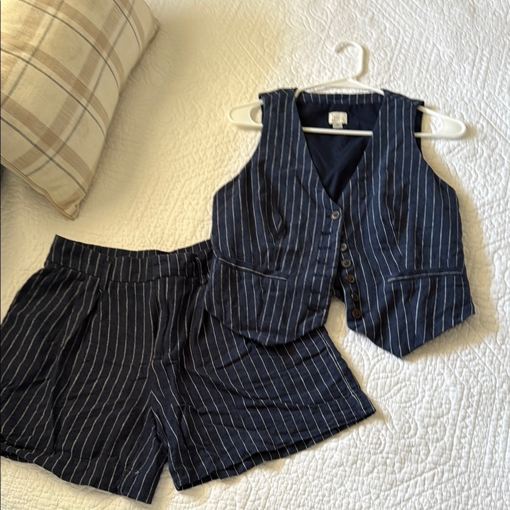 A new day Navy Striped Vest and Shorts Set